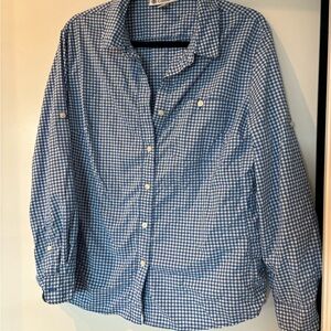 Coolibar gingham, sun shirt, button shirt size lg fits medium